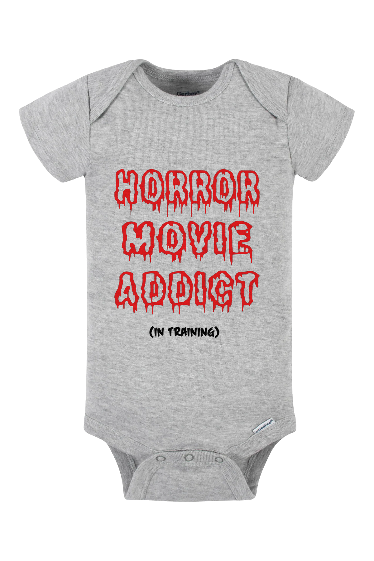 Horror Movie Addict In Training Onesie - gray