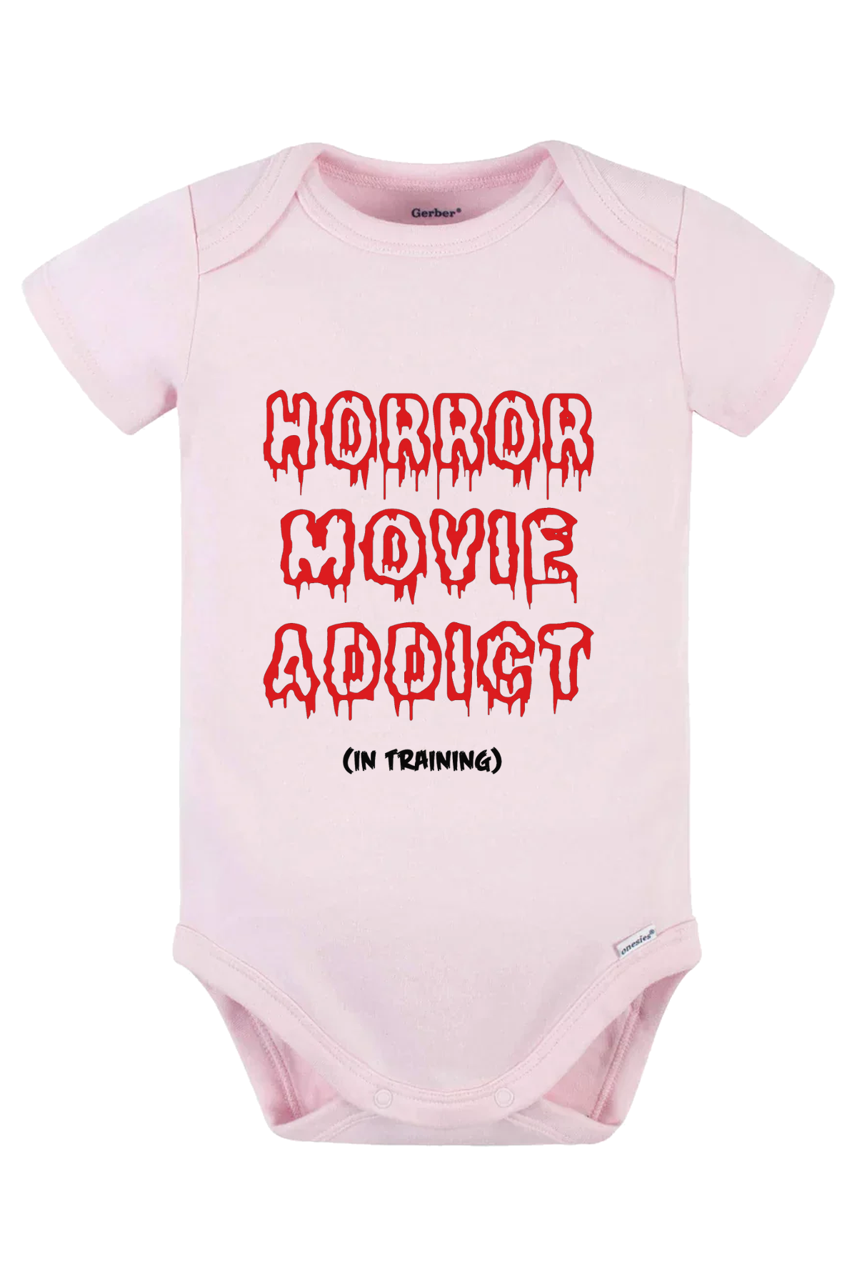 Horror Movie Addict In Training Onesie - pink