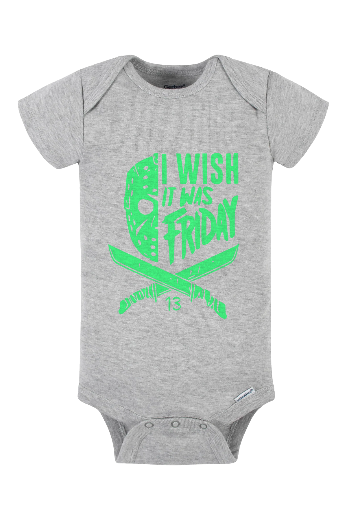 I Wish It Was Friday (Green) Onesie - gray