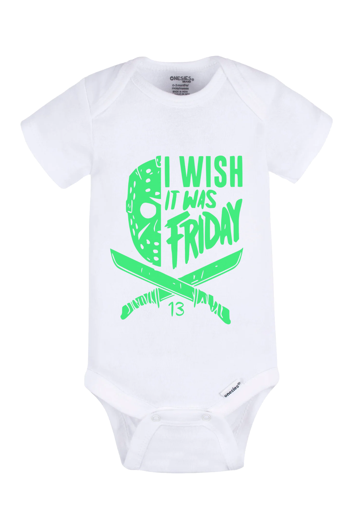 I Wish It Was Friday (Green) Onesie - white
