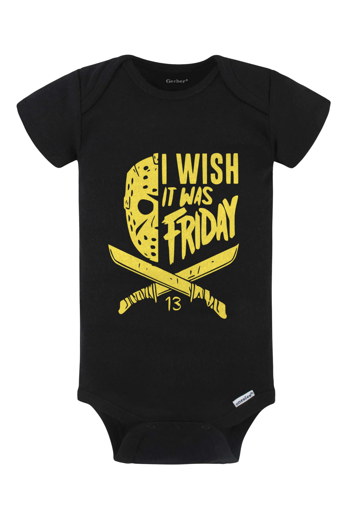 I Wish It Was Friday (Yellow) Onesie - black