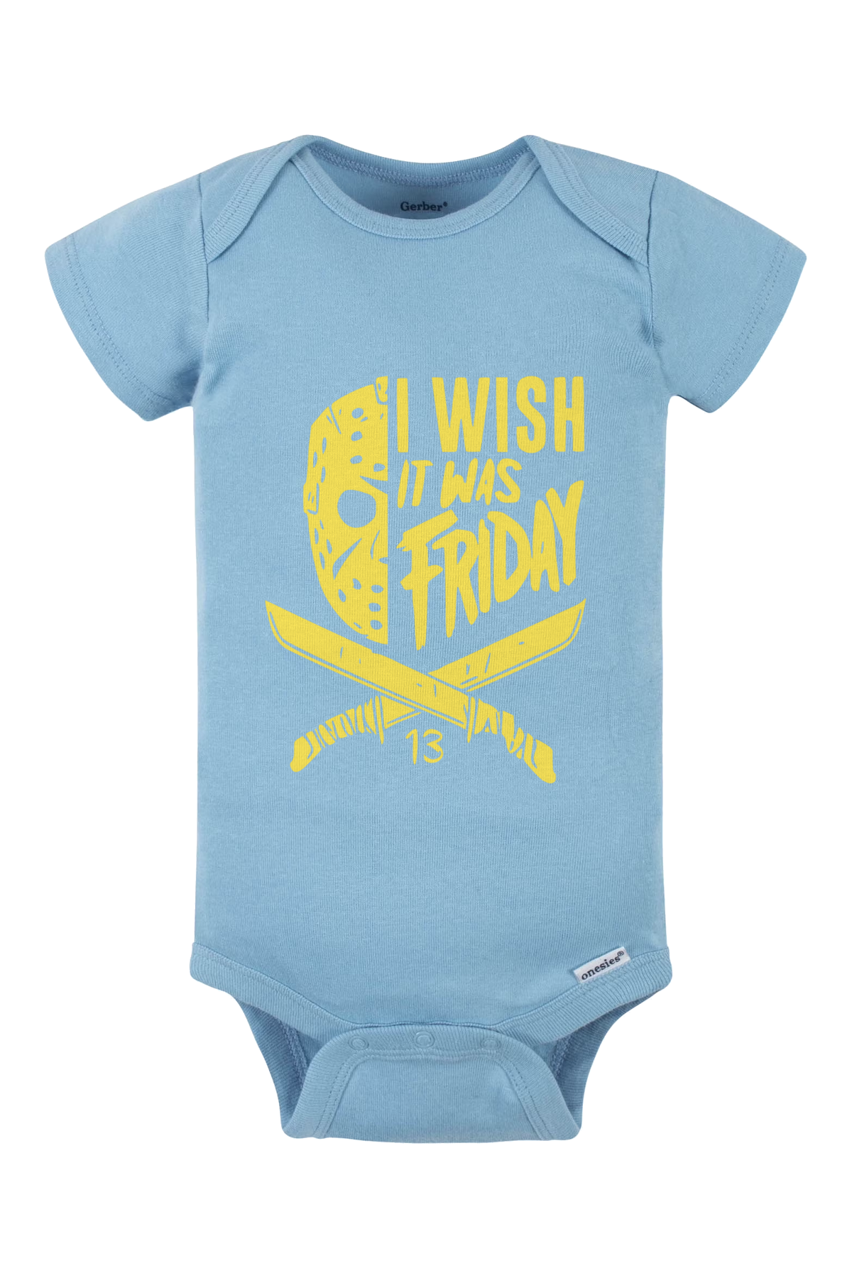 I Wish It Was Friday (Yellow) Onesie - light blue
