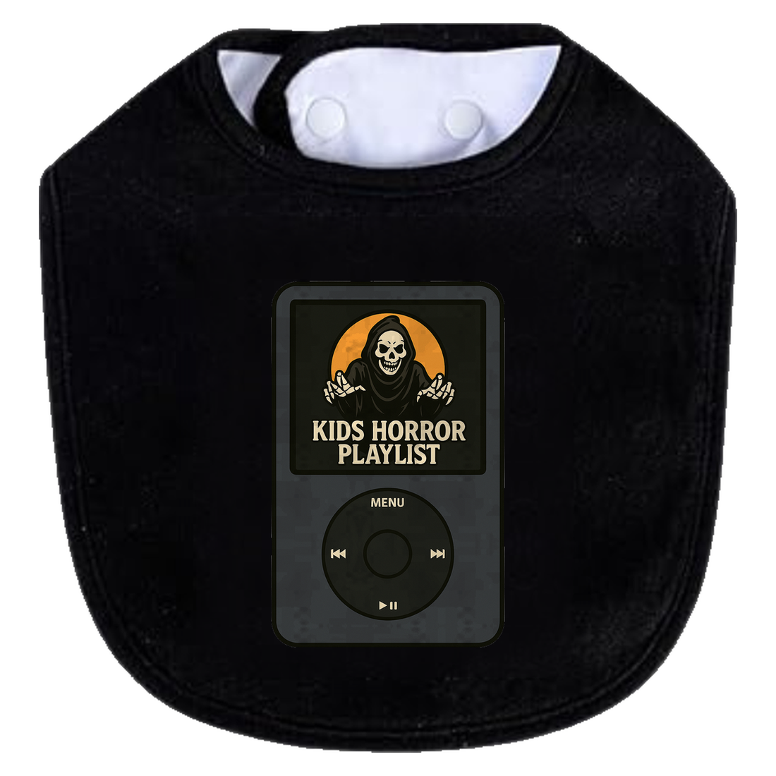 Kids Horror Playlist Bib - white