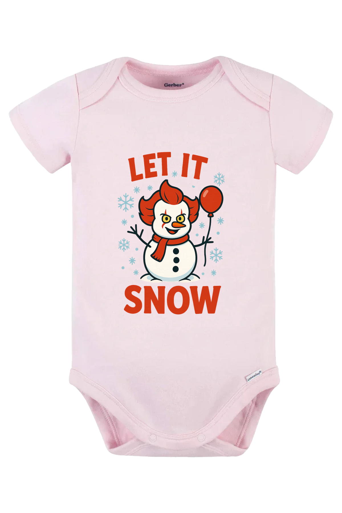 Let It Snowman Onesie - pink