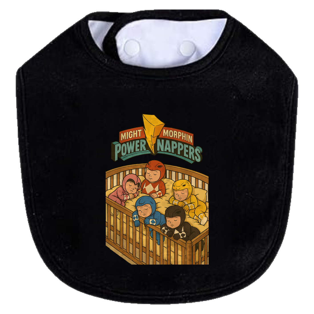 Mighty Morphin Power Nappers Bib - gray