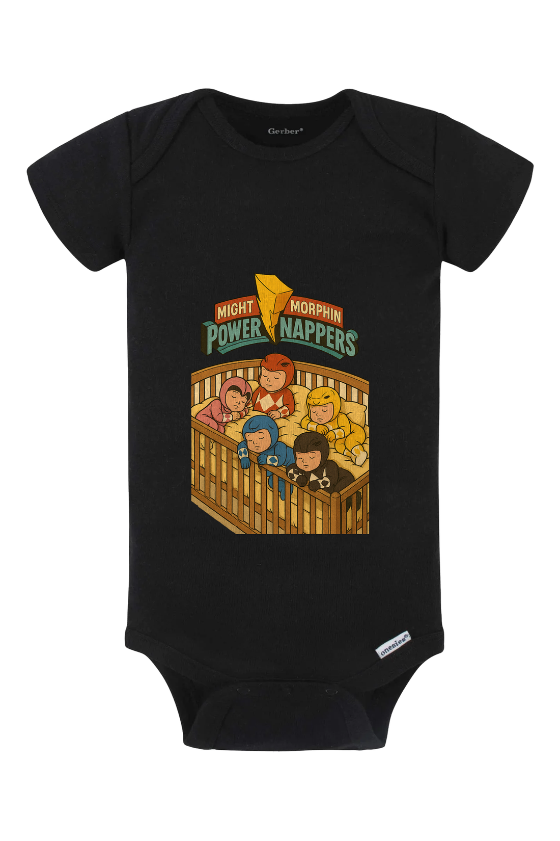 Mighty Morphin Power Nappers Onesie - light blue