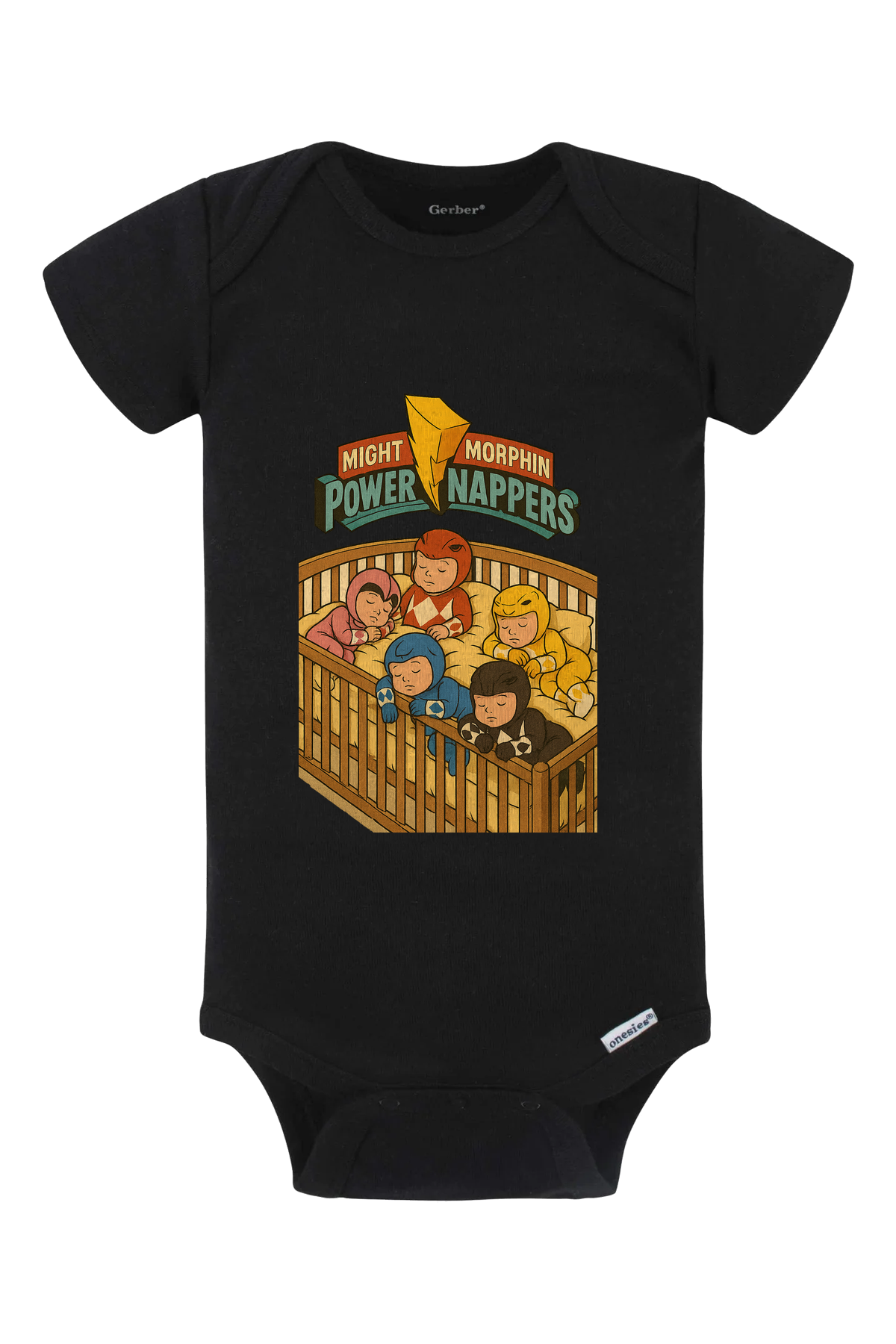 Mighty Morphin Power Nappers Onesie - black