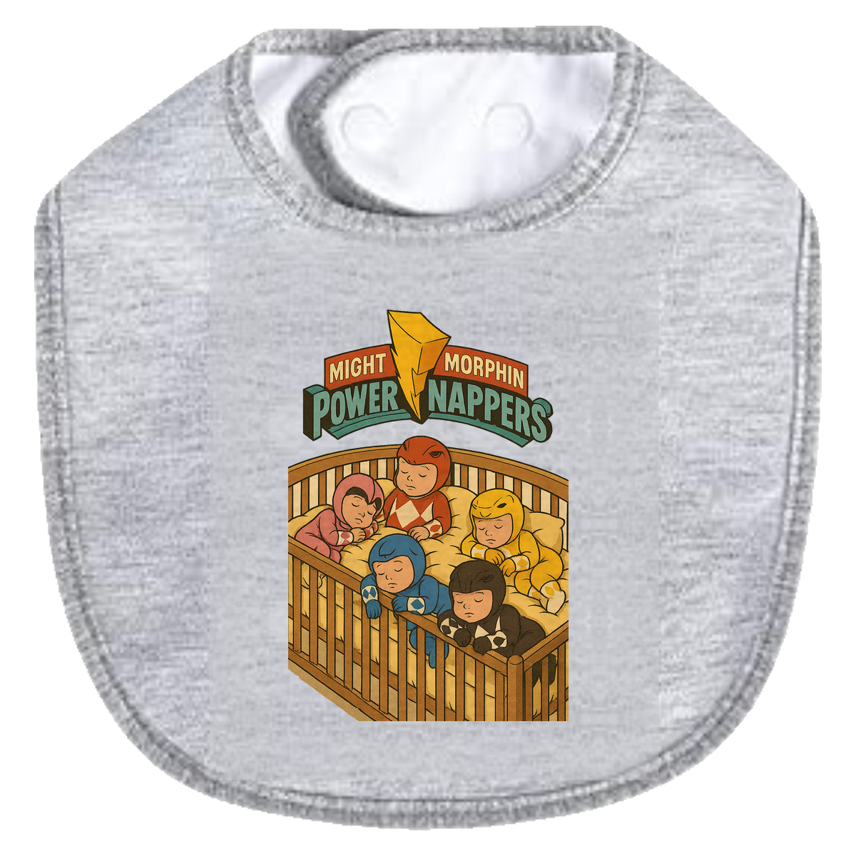 Mighty Morphin Power Nappers Bib - gray