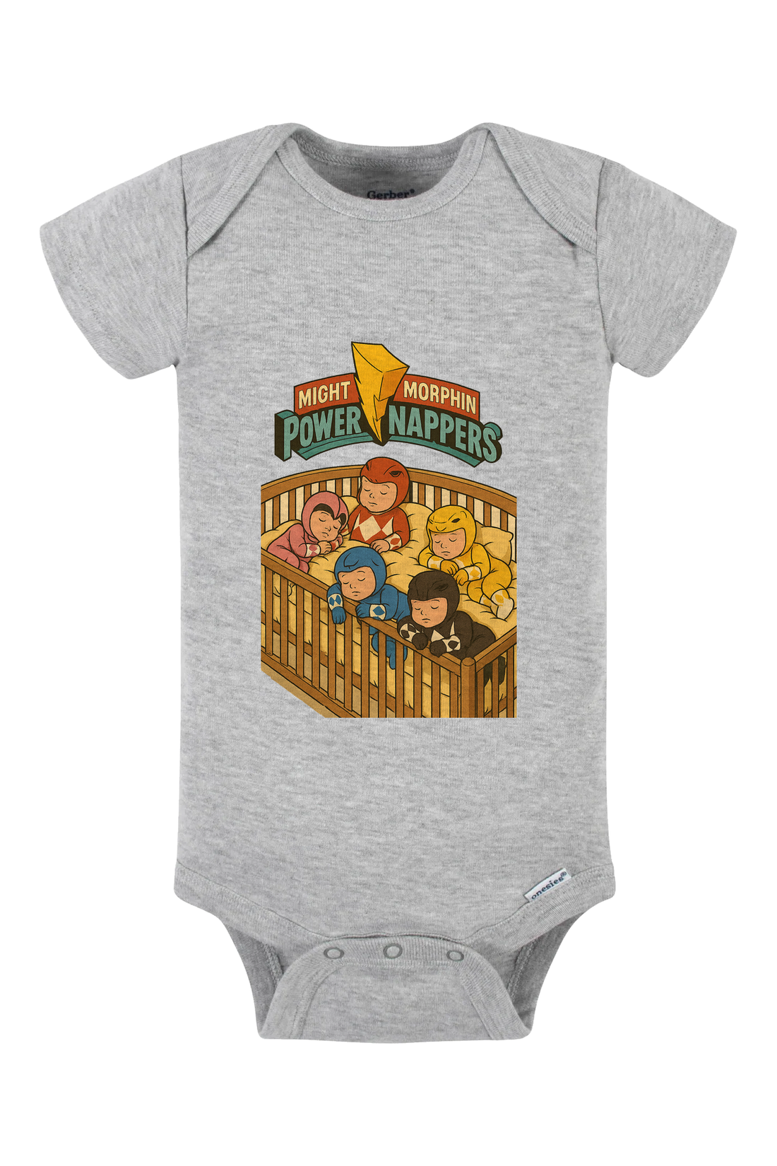Mighty Morphin Power Nappers Onesie - gray