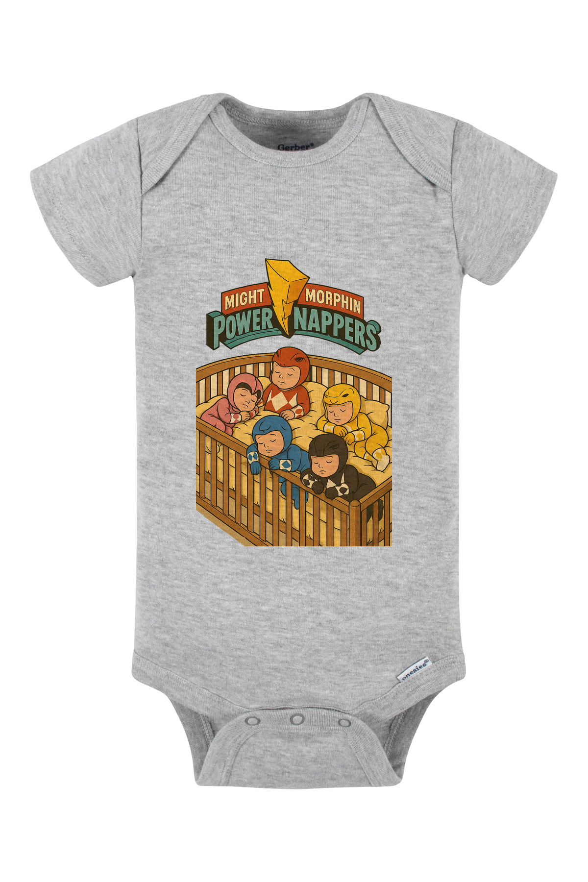 Mighty Morphin Power Nappers Onesie - gray
