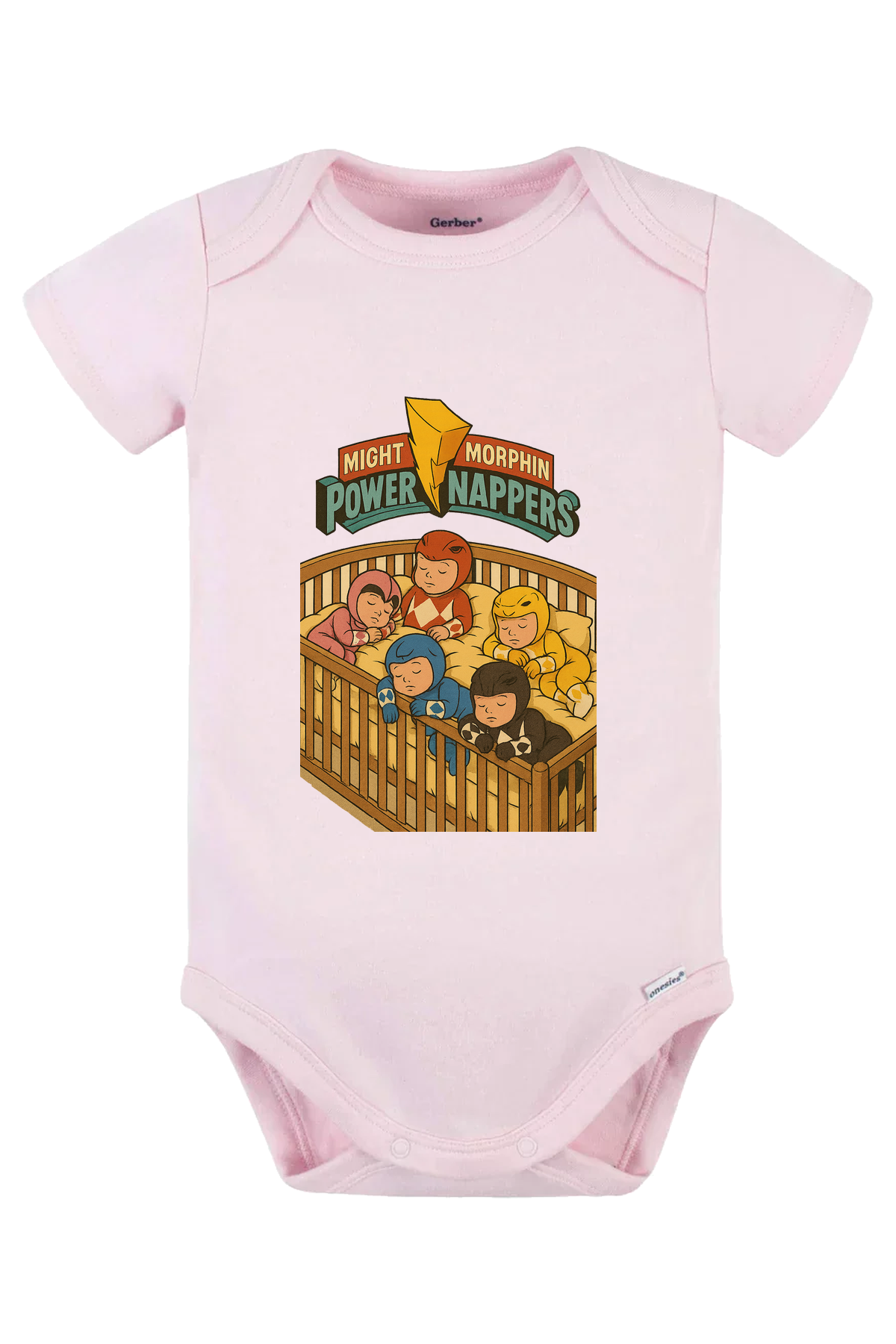 Mighty Morphin Power Nappers Onesie - pink