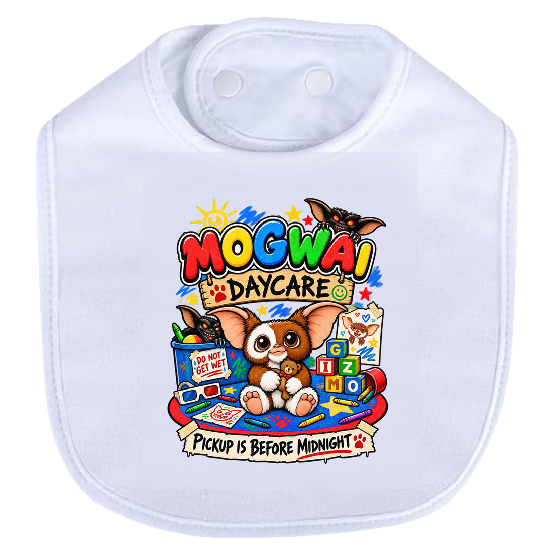 Mogwai Daycare Bib - white