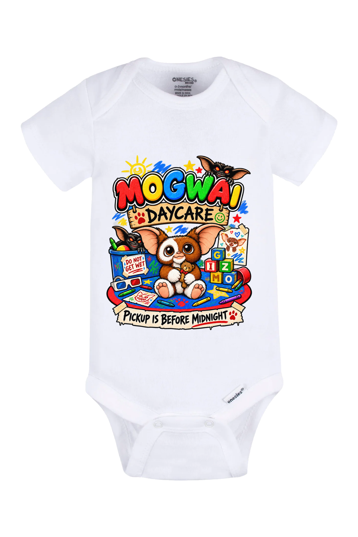 Mogwai Daycare Onesie - white