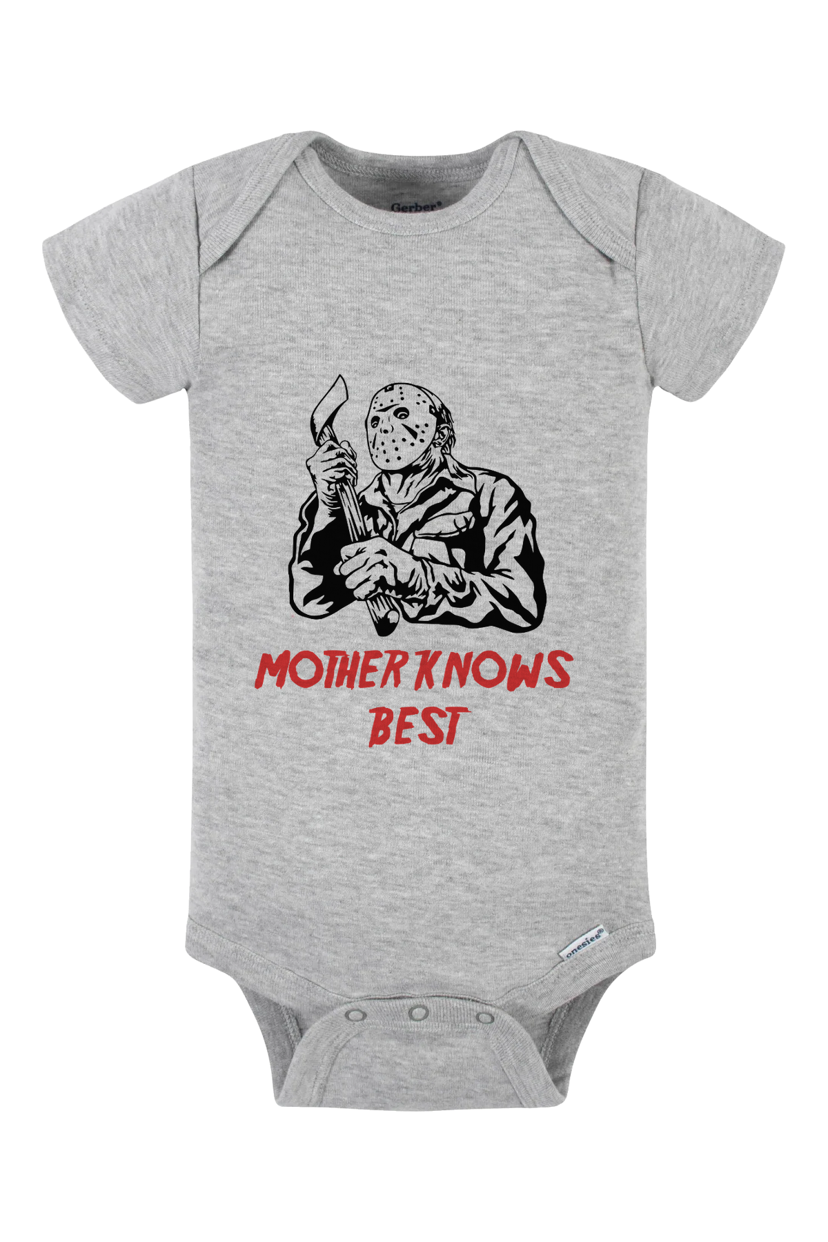 Mother Knows Best Onesie - gray