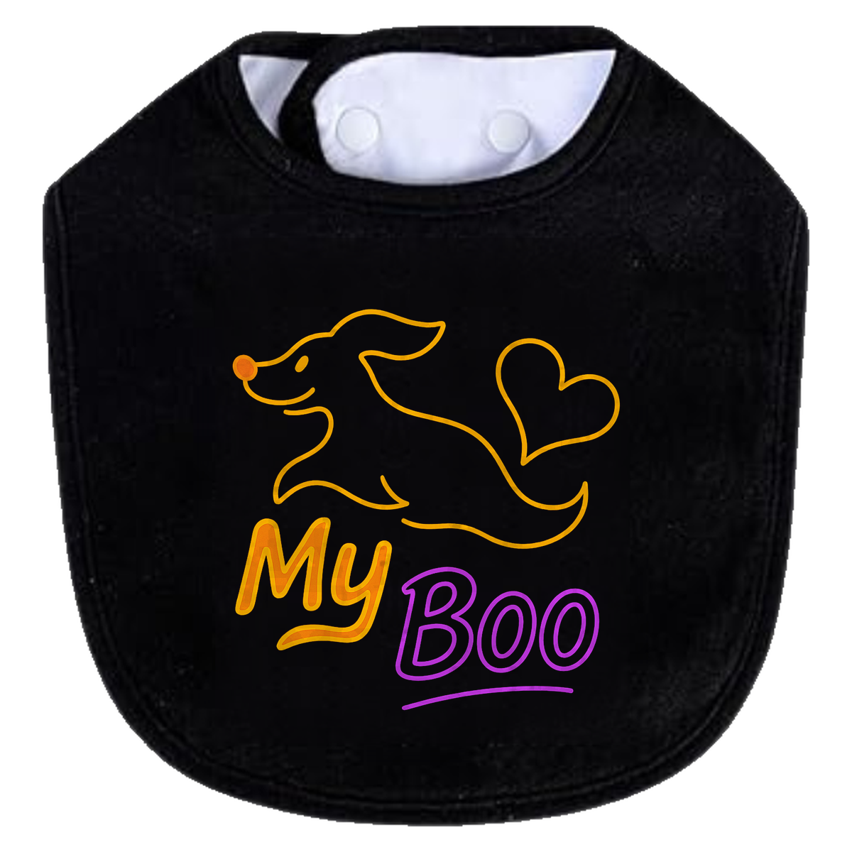 My Boo Outline Bib - black