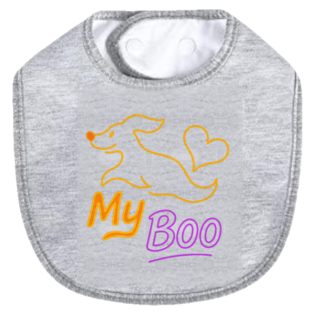 My Boo Outline Bib - gray