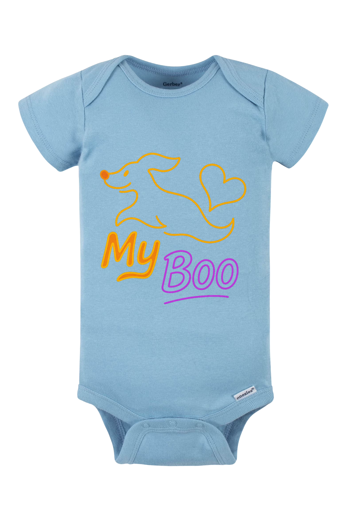My Boo Outline Onesie - light blue
