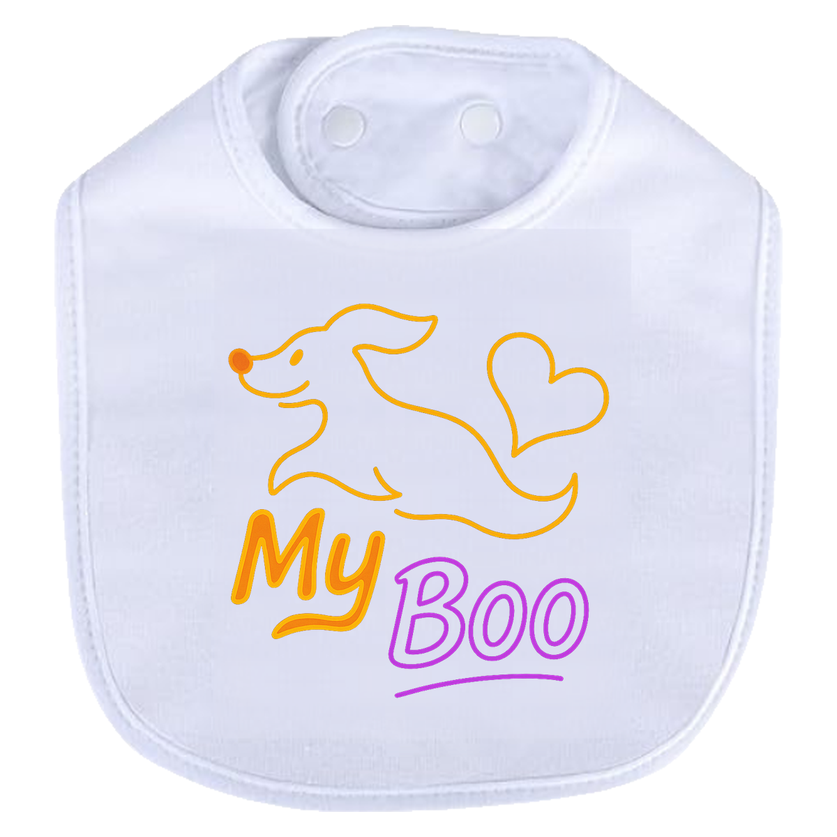 My Boo Outline Bib - white