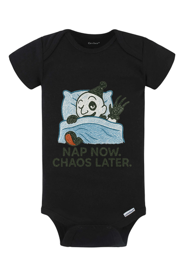 Nap Now Chaos Later Onesie - black