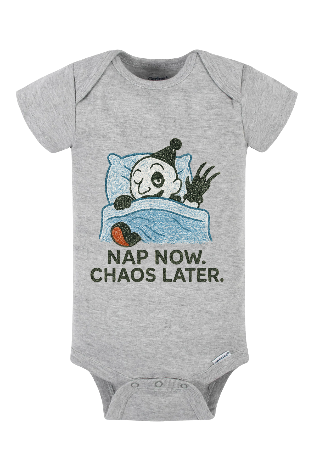 Nap Now Chaos Later Onesie - gray