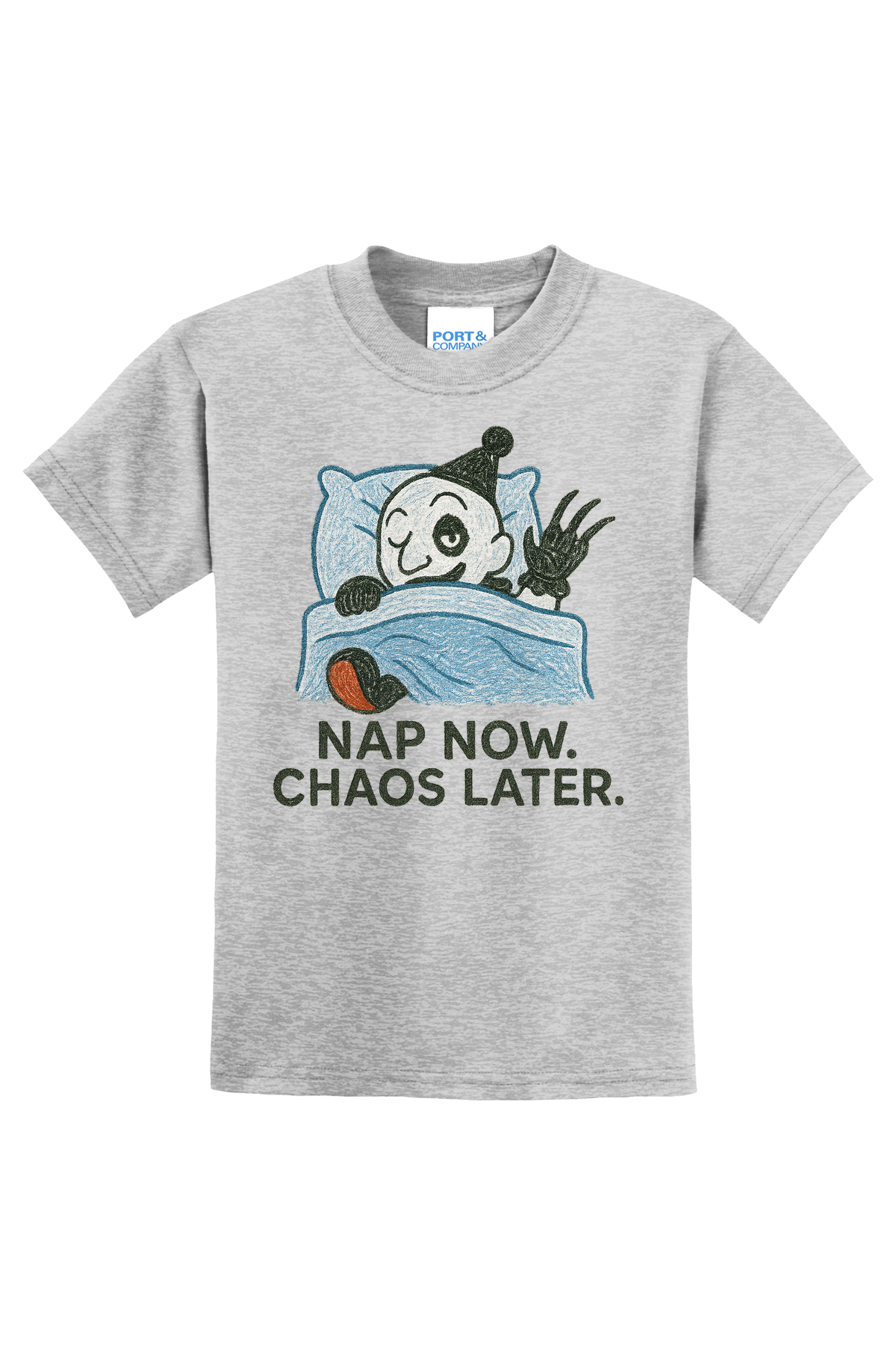 Nap Now Chaos Later T-Shirt - gray