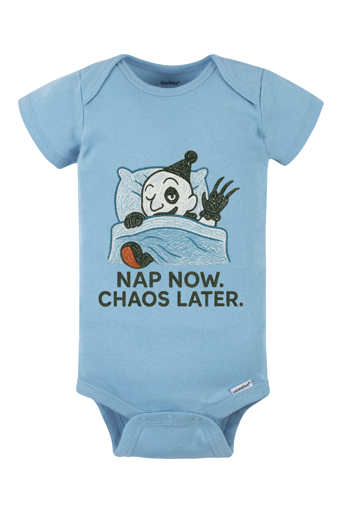Nap Now Chaos Later Onesie - light blue