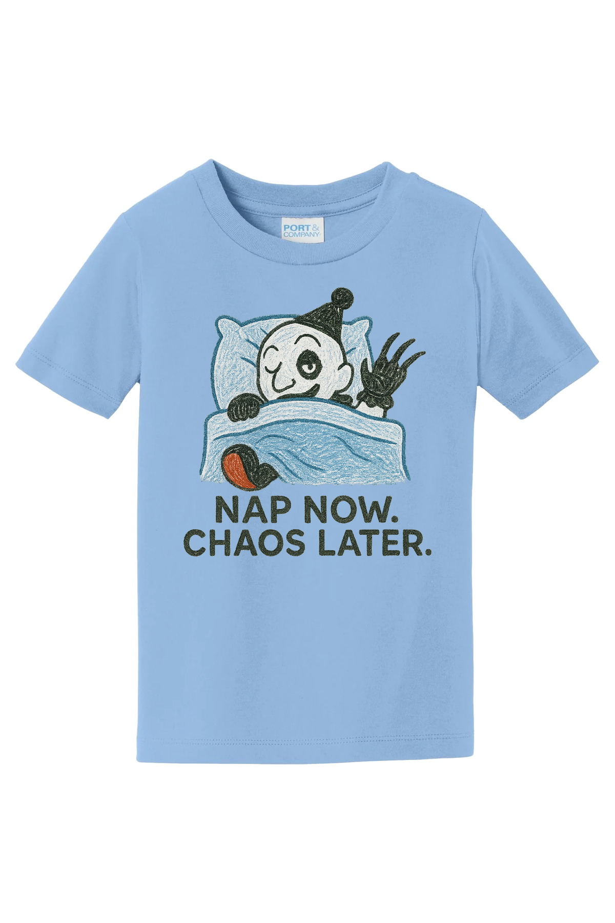 Nap Now Chaos Later T-Shirt - light blue