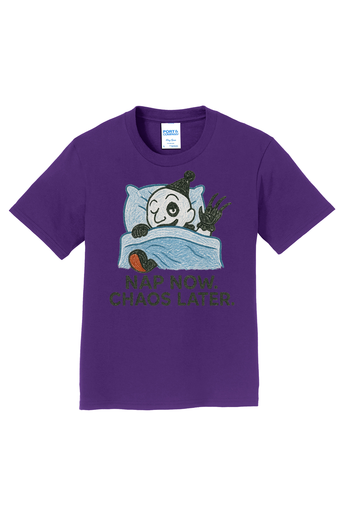 Nap Now Chaos Later T-Shirt - purple