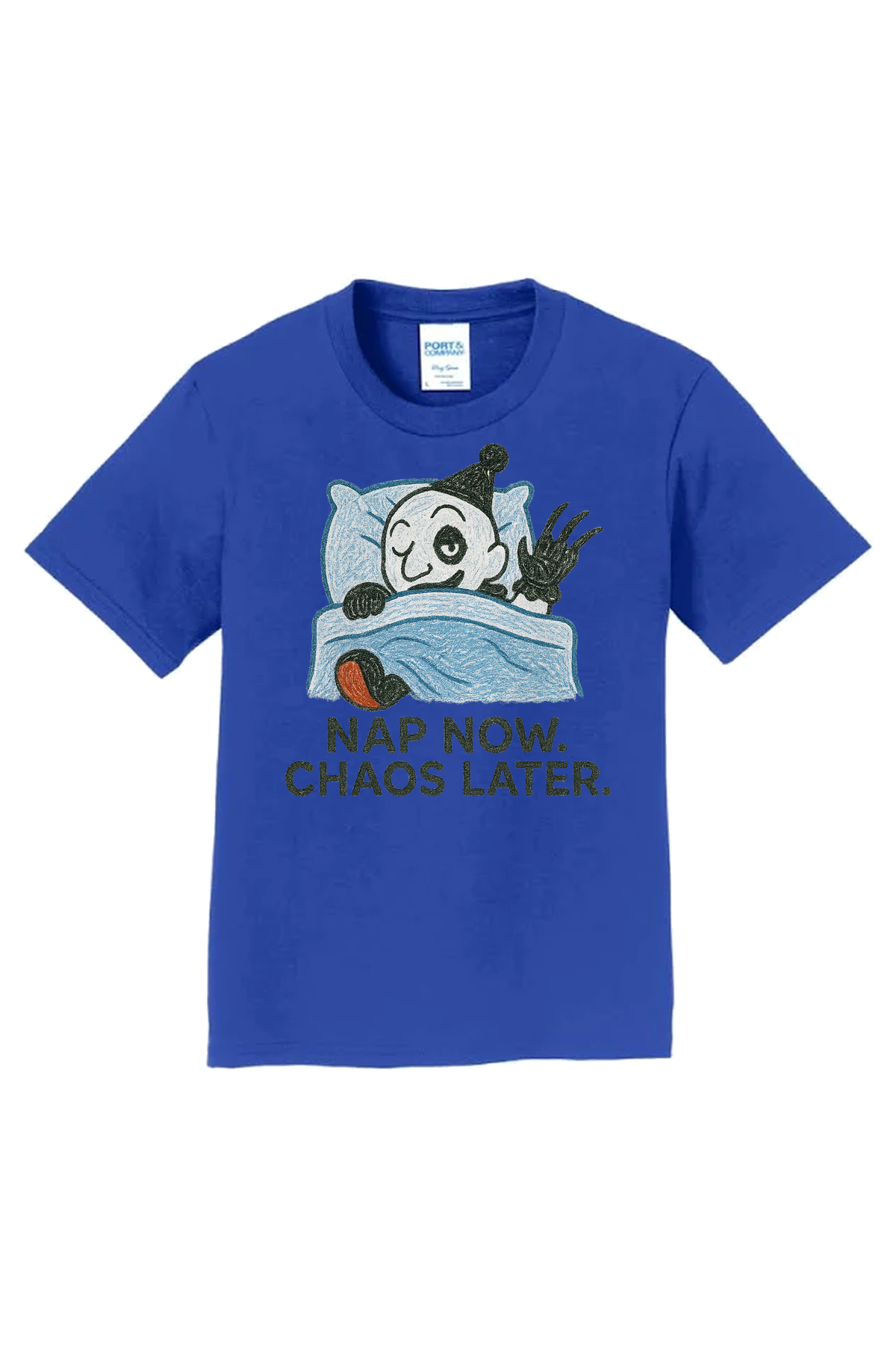 Nap Now Chaos Later T-Shirt - royal blue