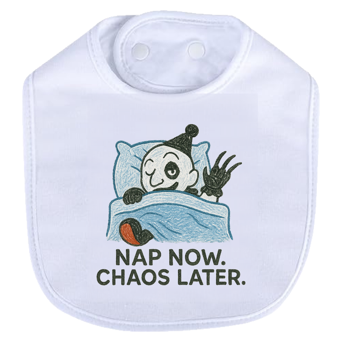 Nap Now Chaos Later Bib - black