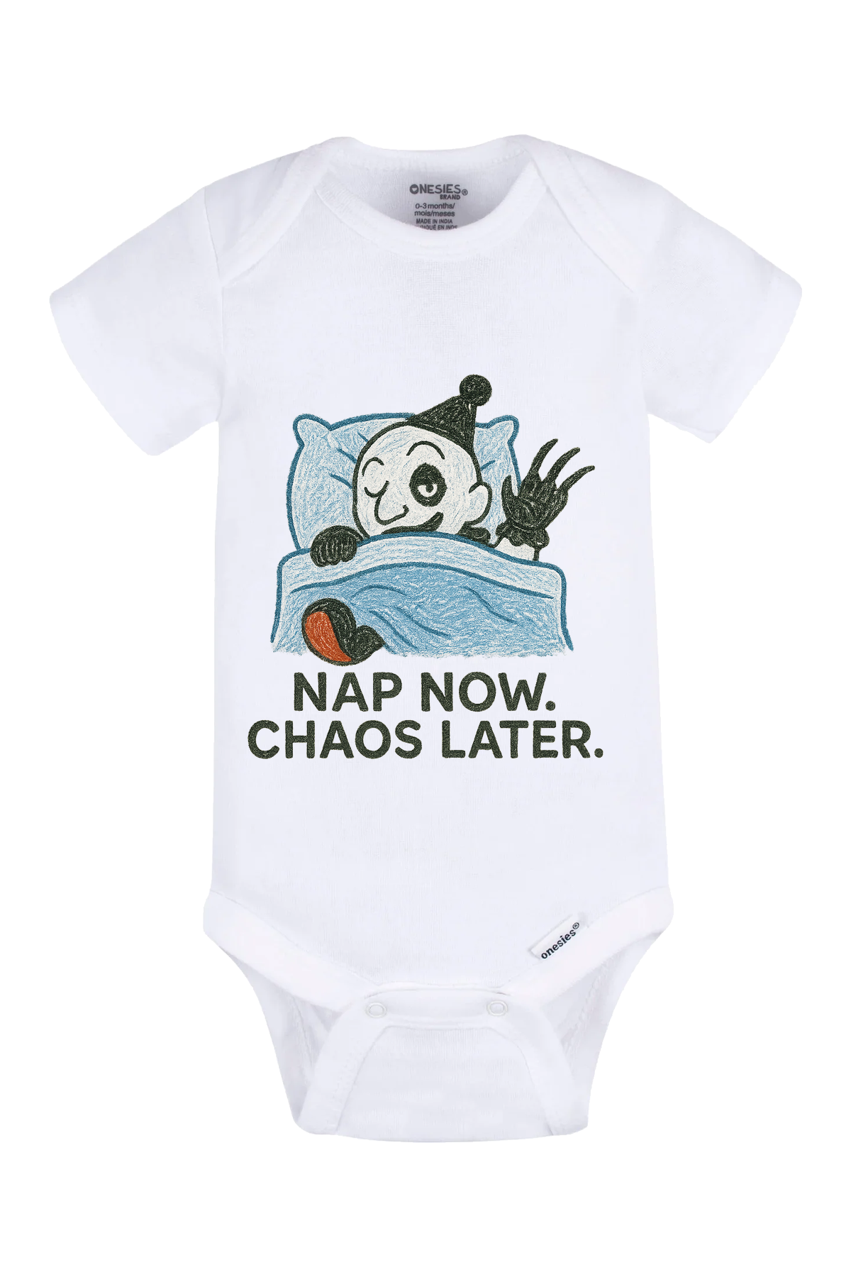 Nap Now Chaos Later Onesie - white