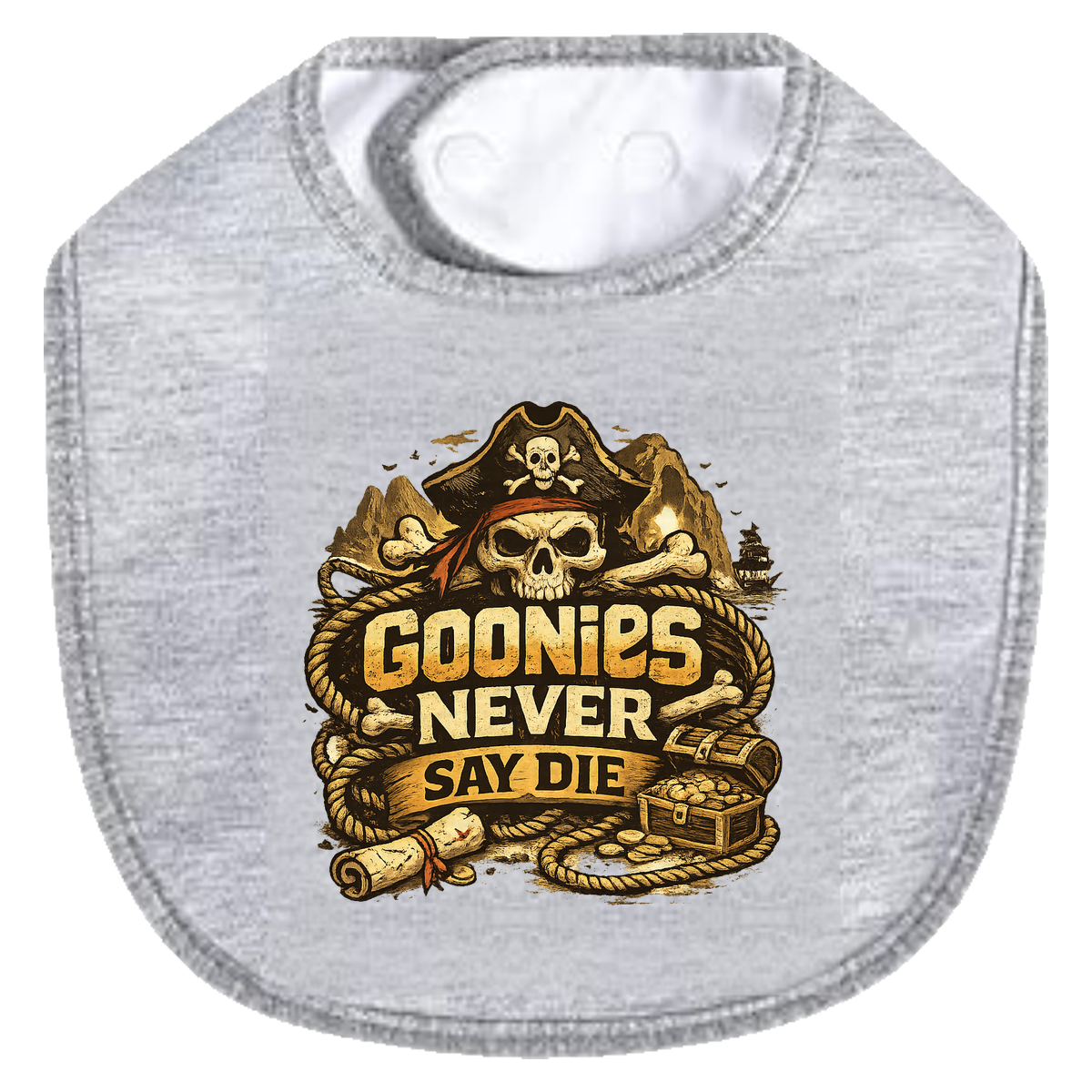 Never Say Die Bib - gray