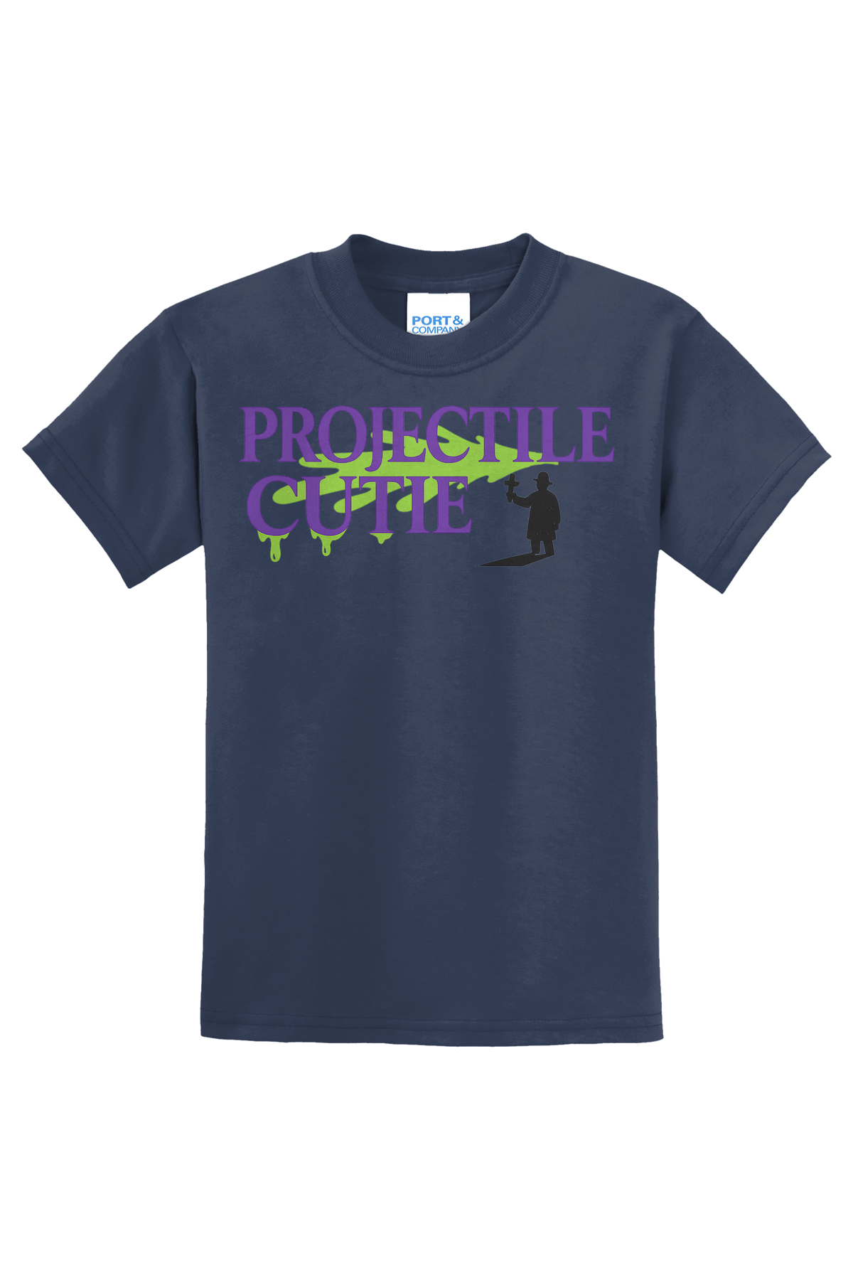 Projectile Cute Priest T-Shirt - navy blue