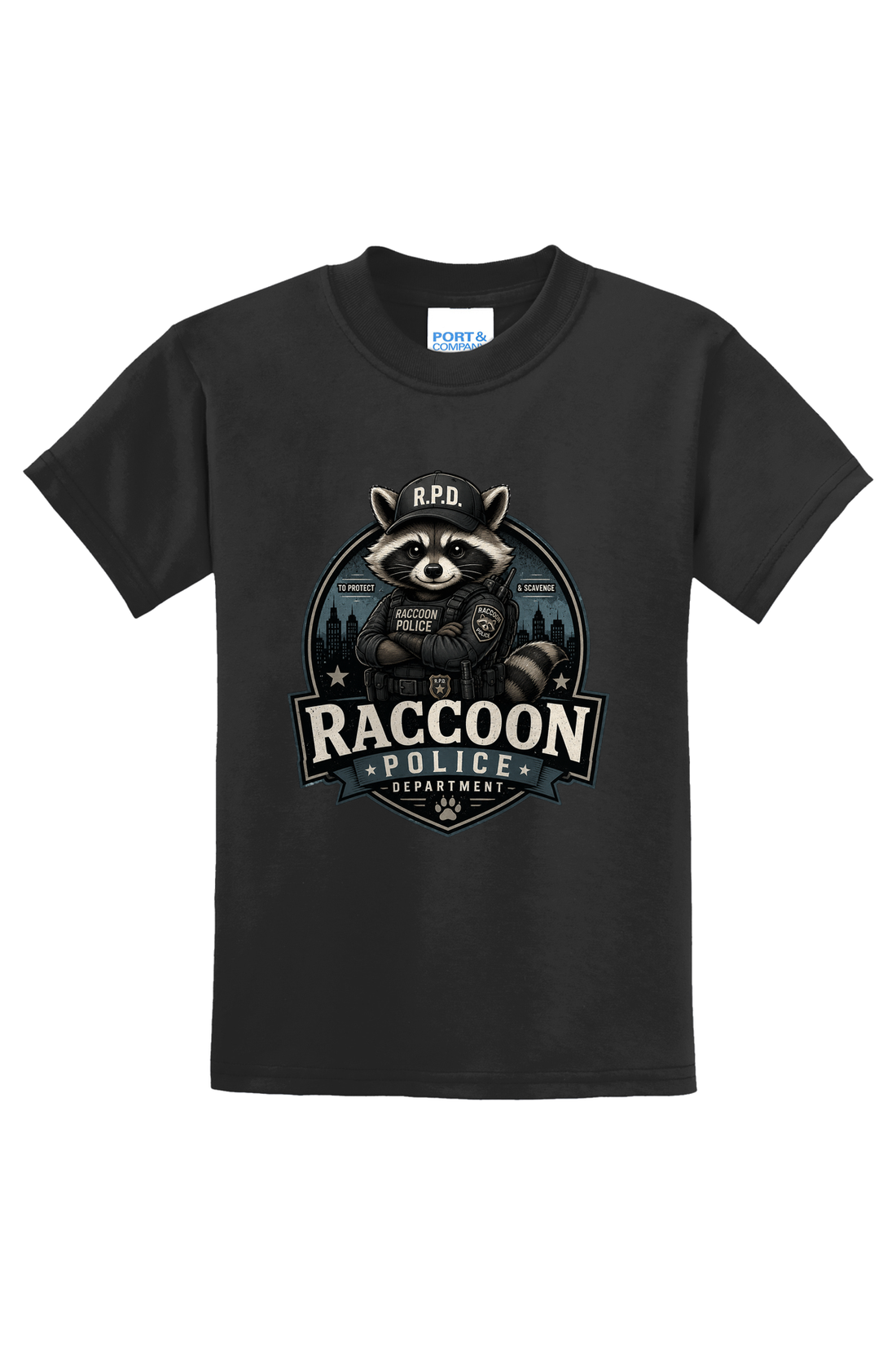 Raccoon Police Department T-Shirt - gray