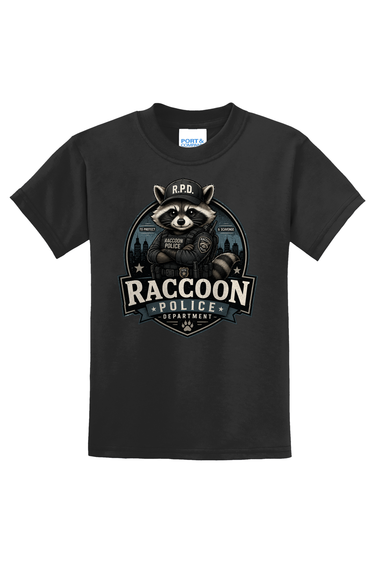 Raccoon Police Department T-Shirt - black