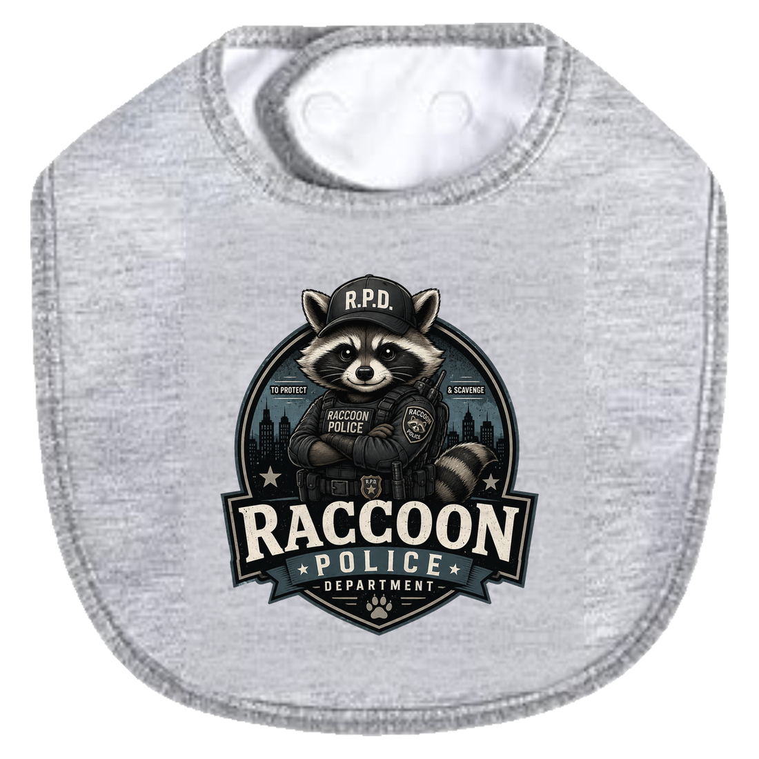 Raccoon Police Department Bib - white