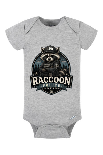 Raccoon Police Department Onesie - gray