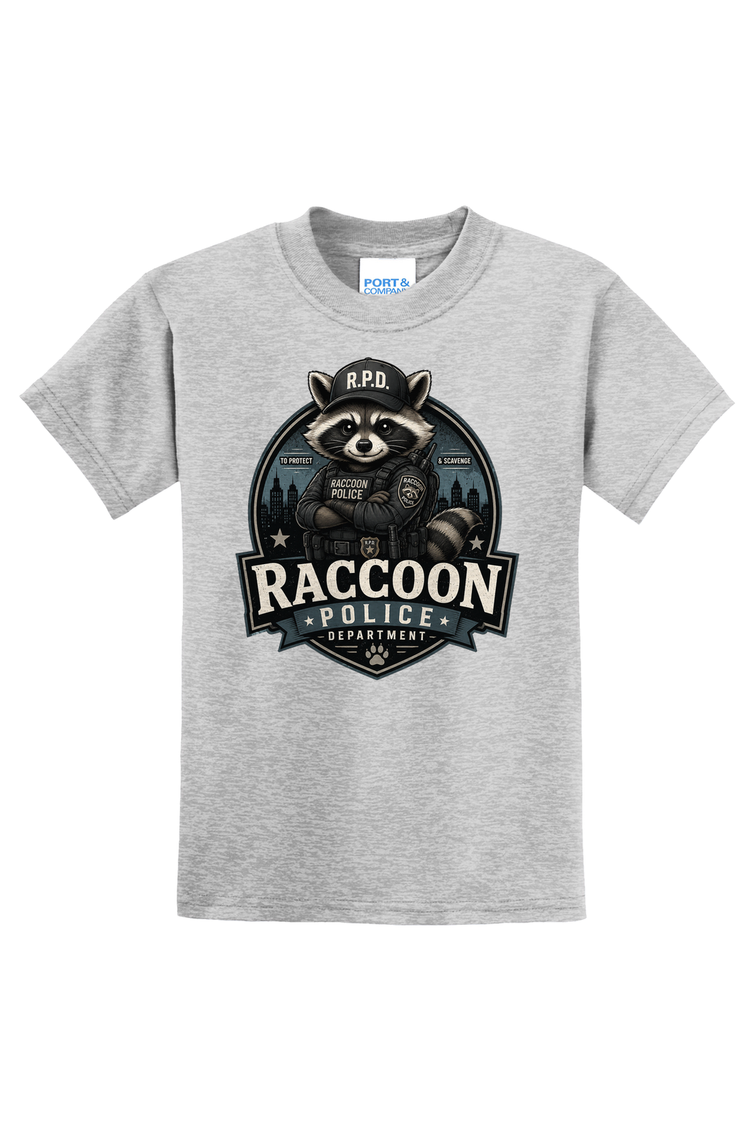 Raccoon Police Department T-Shirt - gray