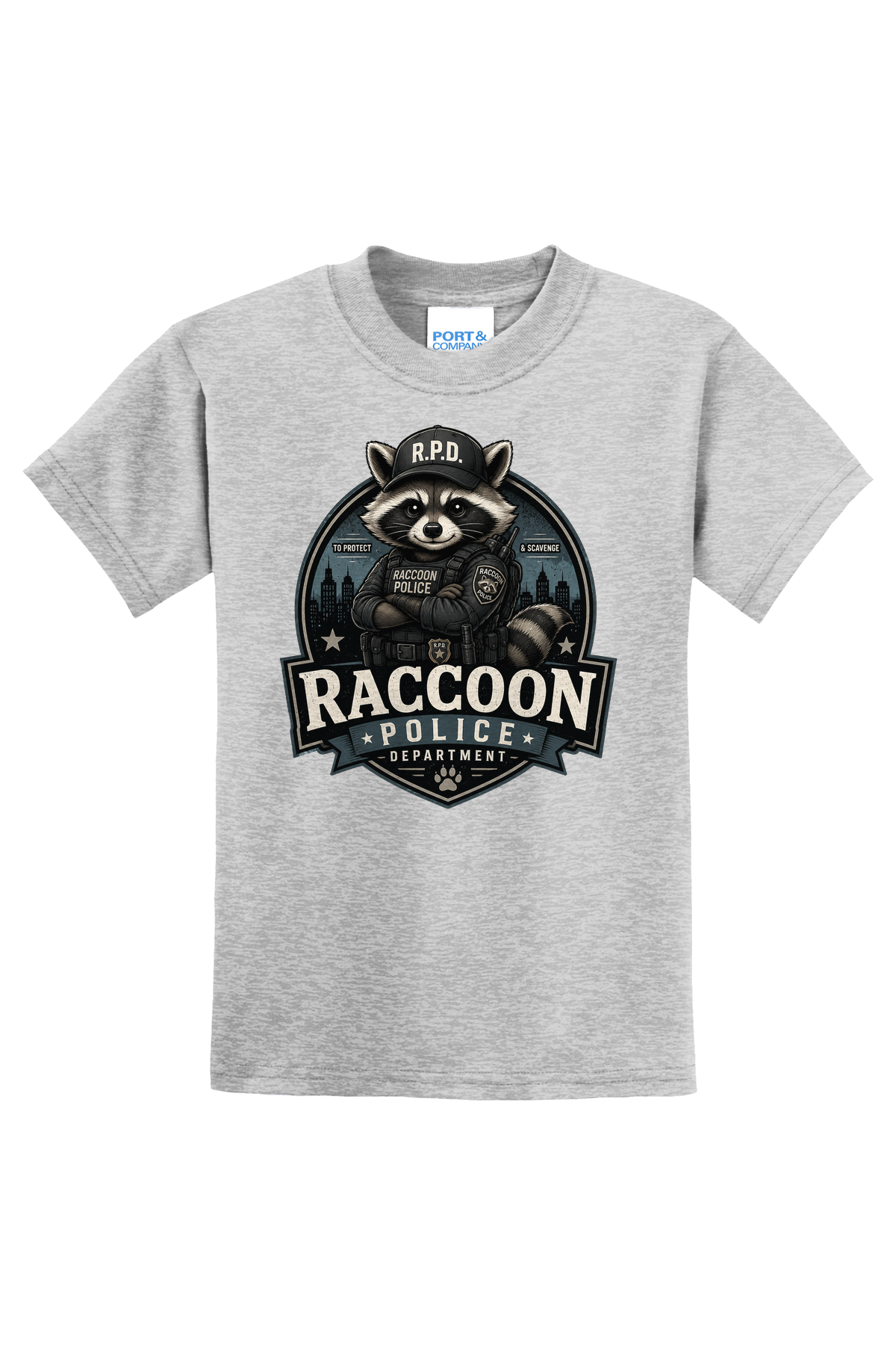Raccoon Police Department T-Shirt - gray
