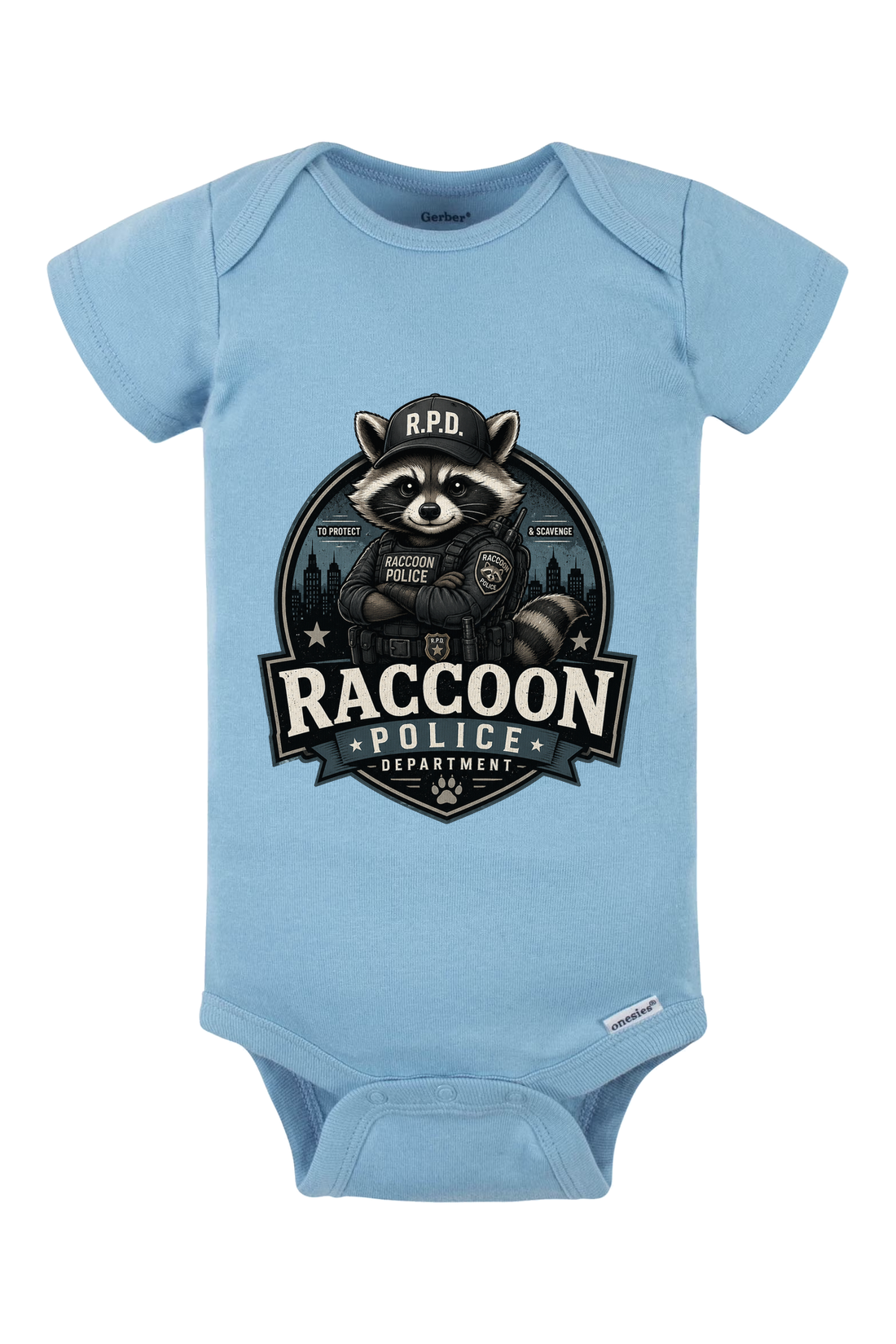 Raccoon Police Department Onesie - gray