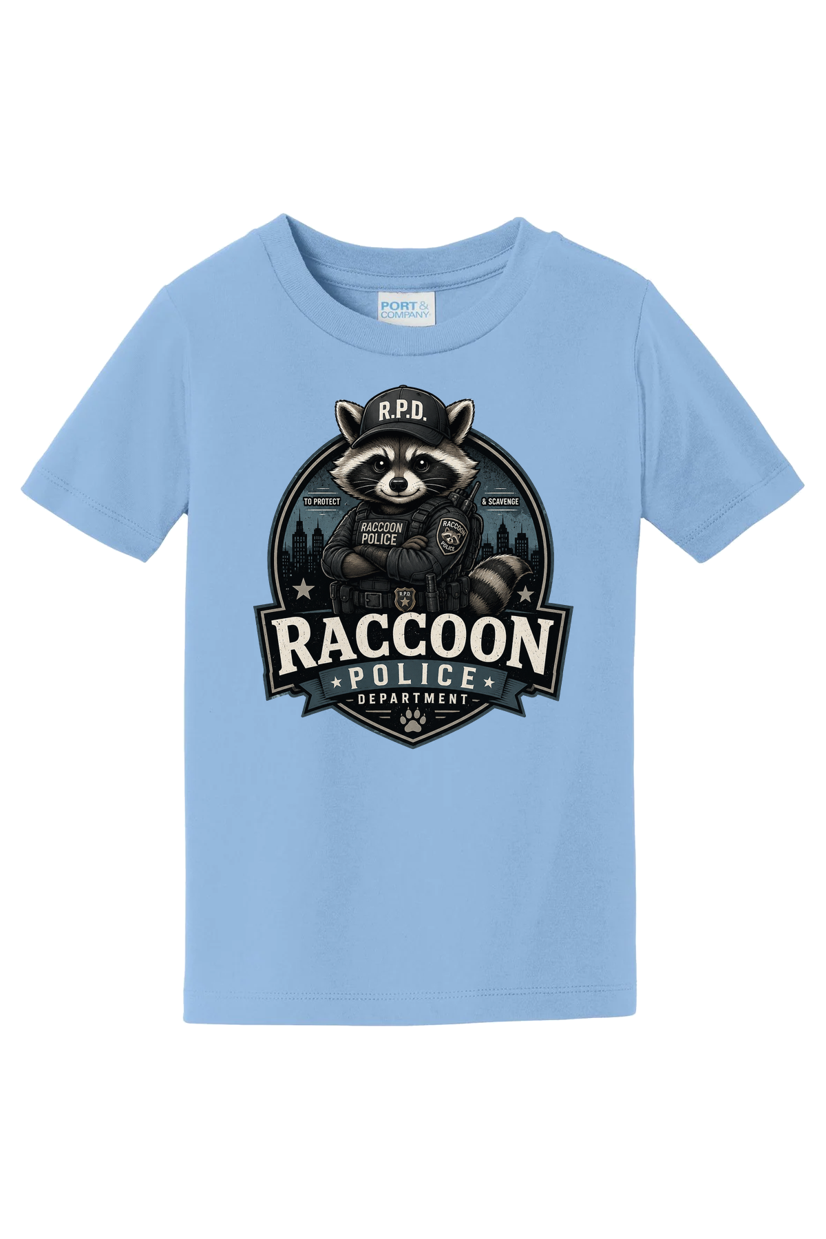 Raccoon Police Department T-Shirt - light blue