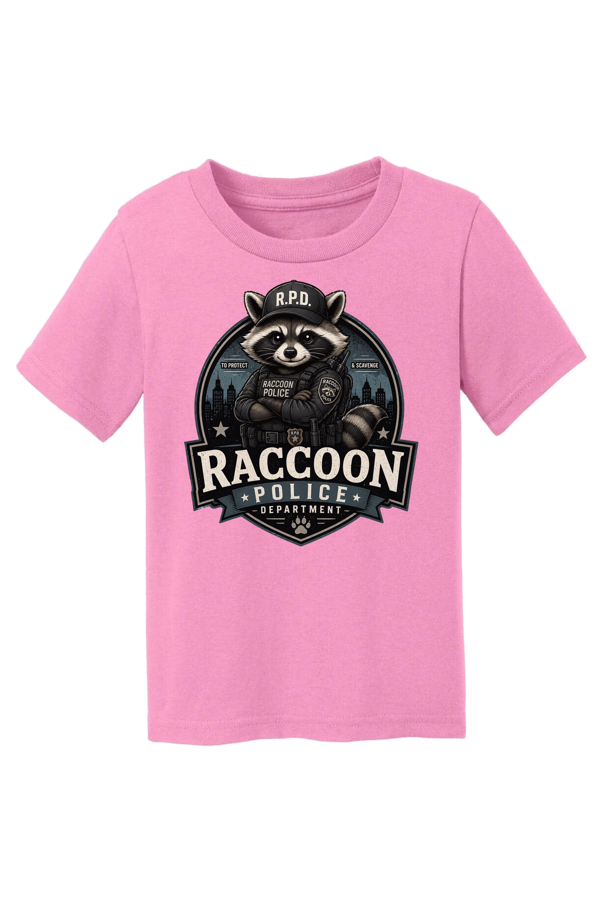 Raccoon Police Department T-Shirt - pink