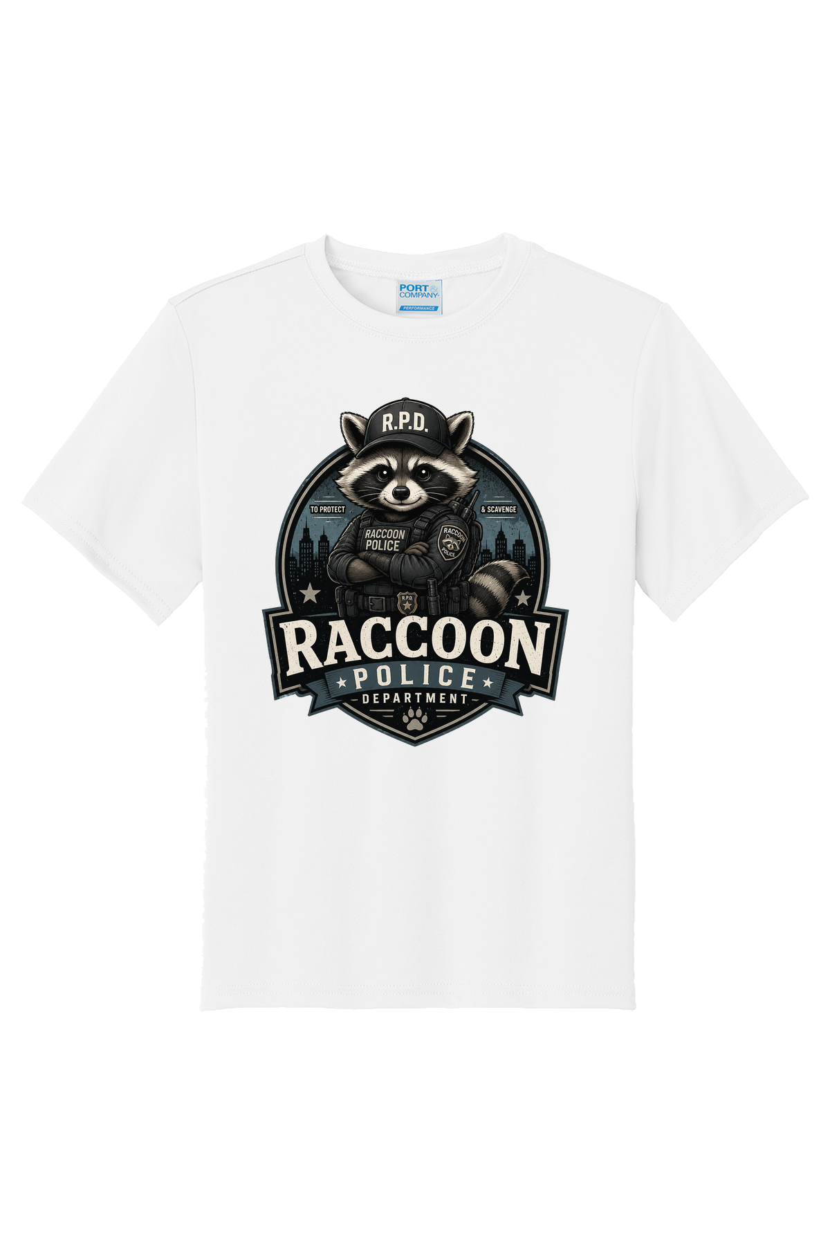 Raccoon Police Department T-Shirt - white