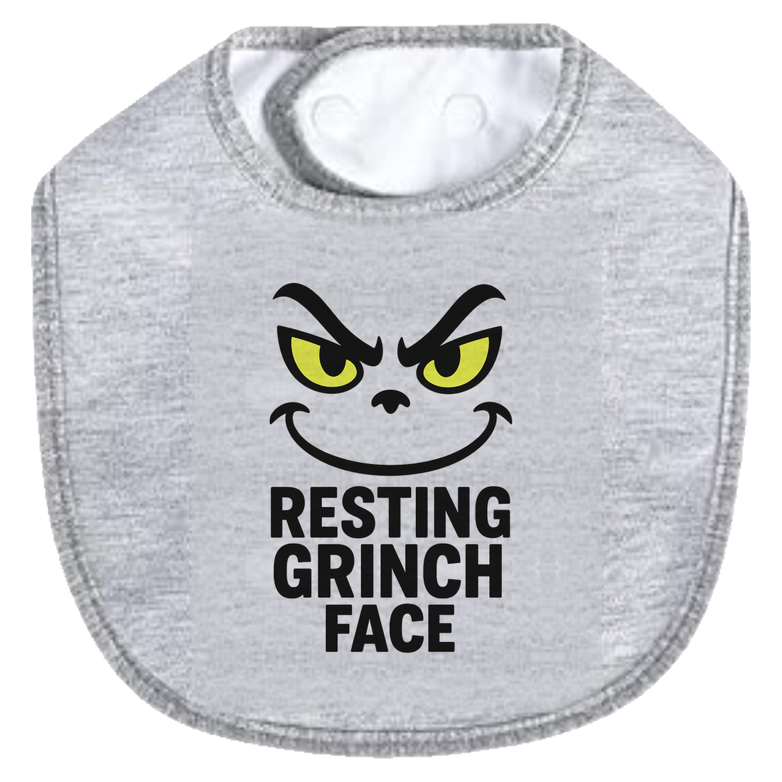 Resting Grinch Face Outline Bib - white
