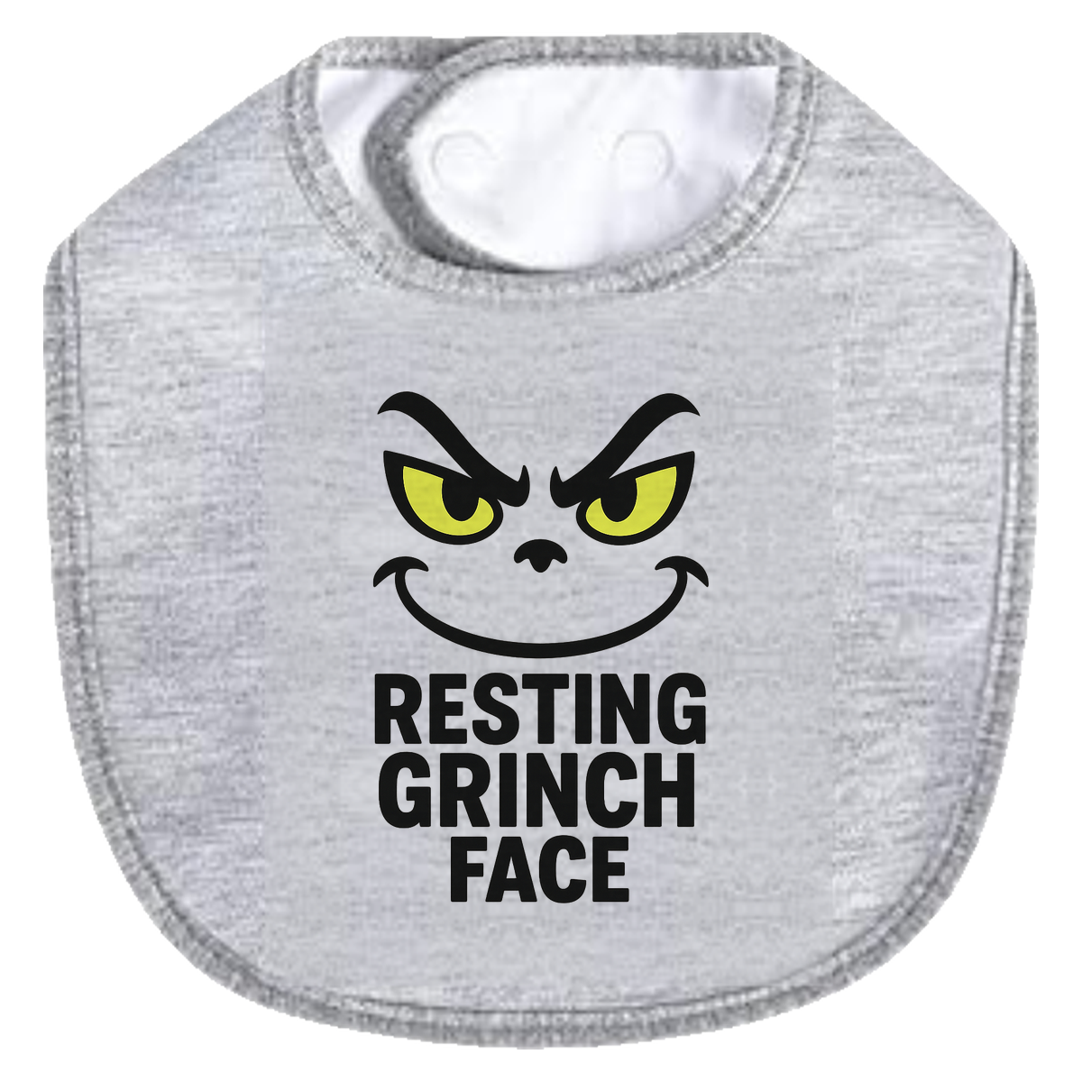 Resting Grinch Face Outline Bib - gray