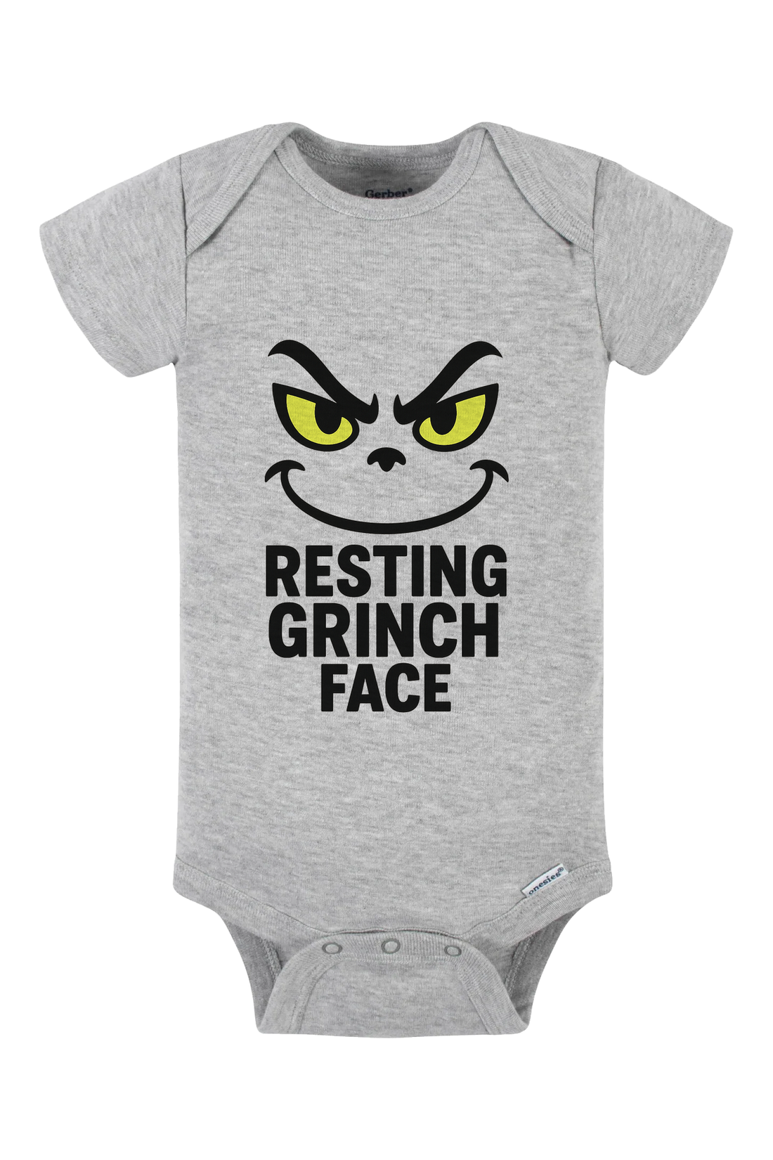 Resting Grinch Face Outline Onesie - light blue