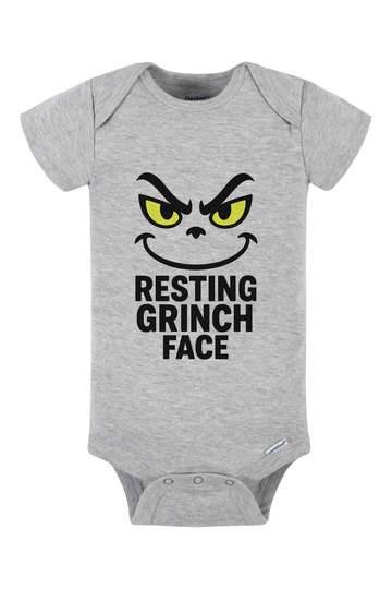 Resting Grinch Face Outline Onesie - gray