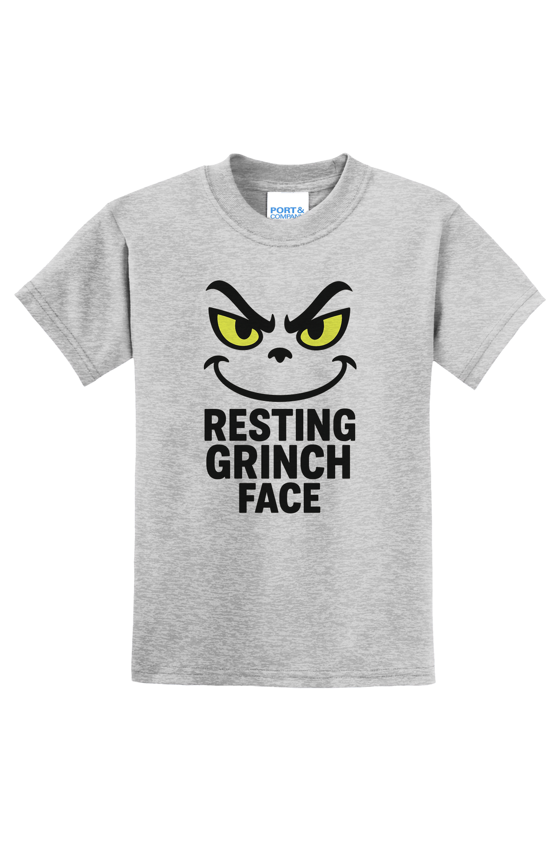 Resting Grinch Face Outline T-Shirt - gray