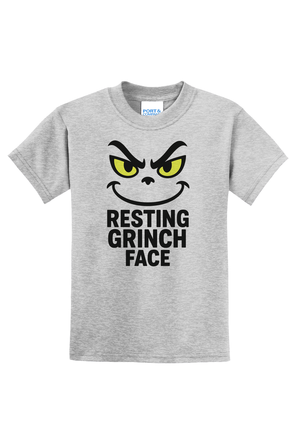 Resting Grinch Face Outline T-Shirt - gray