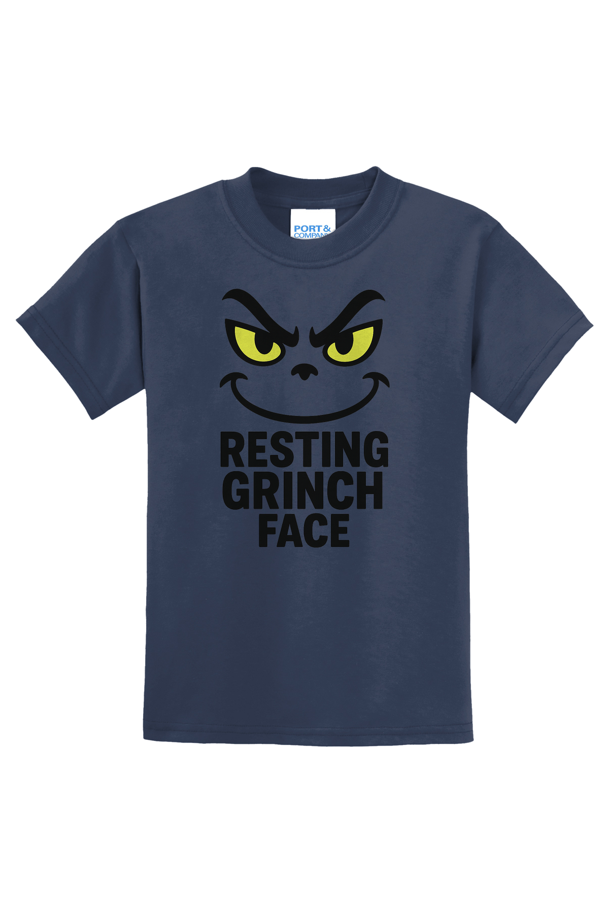 Resting Grinch Face Outline T-Shirt - navy blue